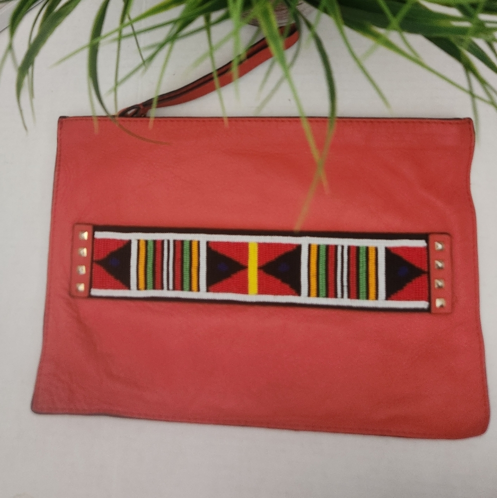 Coral Clutch with Tribal Accent